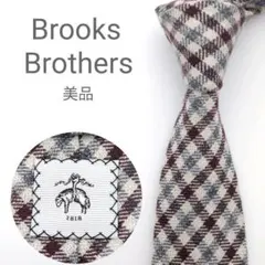【美品】ブルックスブラザーズ ネクタイ ギンガムチェック ブラックフリース 高級