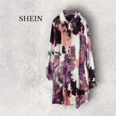 【美品】シーイン SHEIN タイダイ柄 ロングシャツ ワンピース L 総柄のサムネイル
