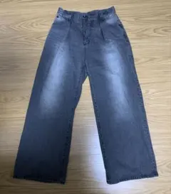 ち*お様 JEANASISタックデニムワイドパンツブラック