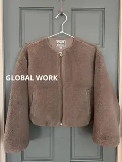 GLOBAL WORK KIDS ボアジャケット グレー クロップド丈