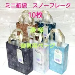 ミニ紙袋 ハンドメイド クリスマス ラッピング スノーフレーク10枚 タグ付き