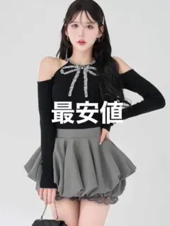 リボンビジューアメスリニットトップス　ダーリッチ　Darich ブラック