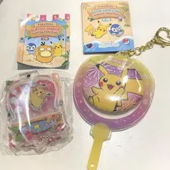 ピカチュウ　ポケモン　韓国　ガチャ　うちわ缶バッジ　シェイカーキーリング　釜山のサムネイル
