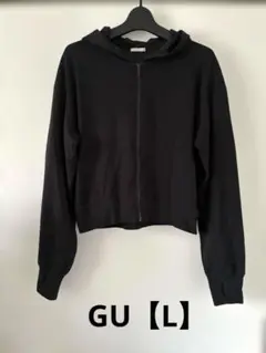 GU【L】ショート丈/パーカー/ブラック/フルジップ