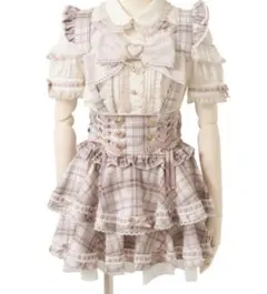 LIZLISA はしごリボンチェックティアードスカパン