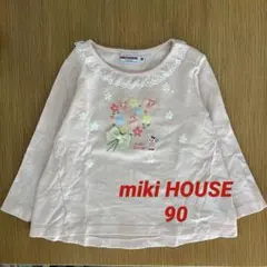 【値下げ】ミキハウス 花柄 長袖Tシャツ 90