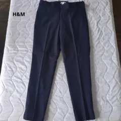 【新品タグ付き】H&M スラックス パンツ ネイビー 紺 オフィス　通勤