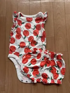 オレンジ柄ロンパース・パンツセット