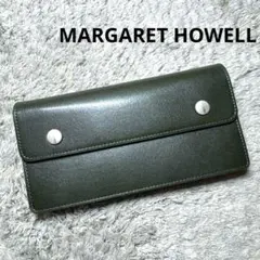 MARGARET HOWELL ダークグリーン レザー 長財布 スナップボタンのサムネイル