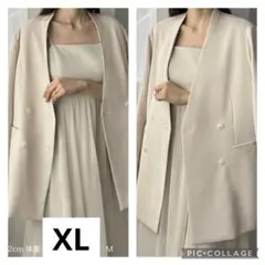 洗える 大きいサイズ XL louere ルエレ ダブル ノーカラー　ジャケット