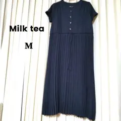 Milk tea マタニティワンピース ネイビー M 美プリーツ授乳服 産前産後のサムネイル