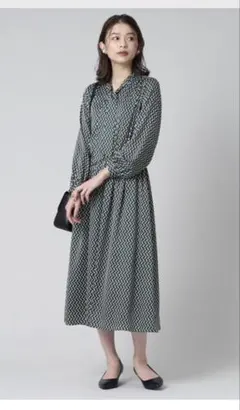 アンタイトル UNTITLED ジオメ柄ボウタイワンピース XS 0 オフィス