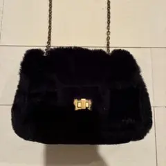 MAISON de REBEUR 黒ファーショルダーバッグ