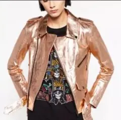 ZARA WOMAN メタリックライダースジャケット XS 本革新品８0%off