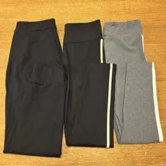 ユニクロ エアリズムUVカットレギンス 黒 グレー ナイロンパンツ 140