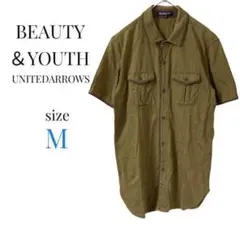 ユナイテッドアローズ【M】半袖シャツ トップス　カーキ　胸ポケット