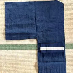 角帯 男物】【本麻100％】リバーシブル帯◇黄土麻の葉×グレー市松