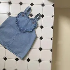 デニム ハート型オーバーオール 80