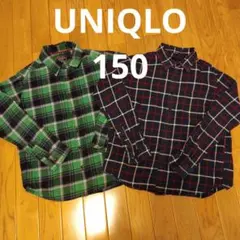 キッズ　ユニクロ　UNIQLO　チェックシャツ　ネルシャツ　150㎝　長袖　春秋