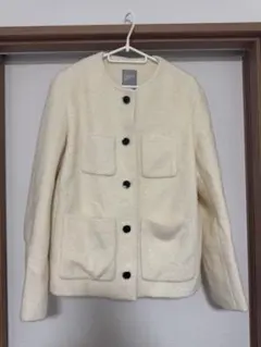 8seconds　ノーカラージャケット　白（アイボリー）