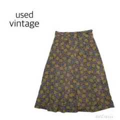 used vintage 古着 レトロ フラワープリント Aライン スカート