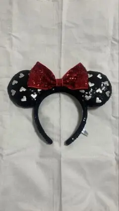 ディズニー ミニーマウス風 カチューシャ ハート模様 ラメ キラキラ
