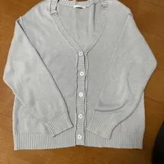 グレー Vネック 長袖カーディガン　ユニセックス　ライトブルー　春