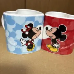ディズニーペアマグカップ　 ハート型ミッキー&ミニー