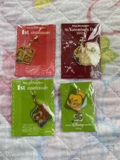 ディズニー　チャームとピンバッチ　4点セット