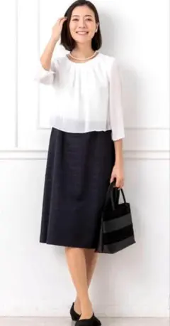 【極美品】リファンネ 東京ソワール ドッキング ワンピース 9号