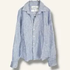 Frank&Eileen【XXS】スキッパー リネンシャツ ストライプ 水色×白