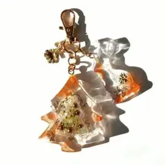 196　花咲く春の森チャーム　ブラウン×クリア×ライトゴールド