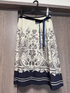 トゥモローランド　BALLSEY ボタニカル柄 フレアスカート リボンベルト付き