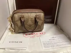 未使用コーチCOACH モノグラムミニバッグキーホルダーストラップ付き本物