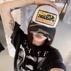 ◎ キャップ　帽子　迷彩柄　アメカジ　　ダメージ加工　ヴィンテージ風　古着