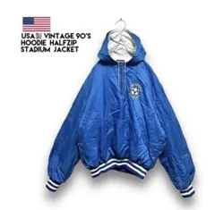 USA製90's Hollowayフーディハーフジップナイロンスタジャン刺繍ロゴ