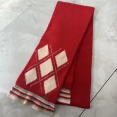 ラコステ 赤 ダイヤモンドパターン マフラー