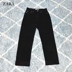 ザラ　カラーパンツ(34)ブラックデニム　　大人カジュアル　着回し　ナチュラル