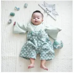 着用3回 mocmof モクモフ袴ロンパース サイズ80