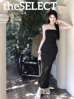 韓国 服 レディース ワンピース 黒 ドレス タイト カラードレス 黒