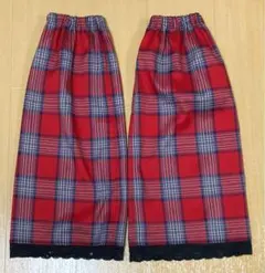 WEGO レッグウォーマー 赤 チェック柄