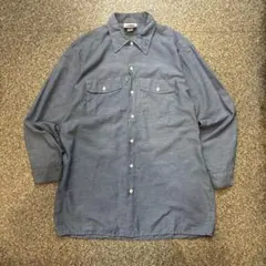 90s Dickies USA製 シャンブレーシャツ 衿芯 ポリコットン