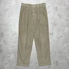 90s 2タック 太畝コーデュロイパンツ vintage ベージュ L