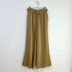 3913【H&M】ワイドパンツ　ウエストゴム　ゆったり　薄手　Ｓ　イエロー系