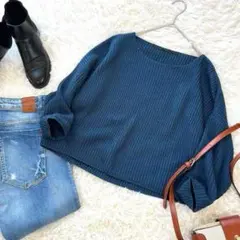 KBF ニット セーター おしゃれ ショート丈 チクチクしない ウール混