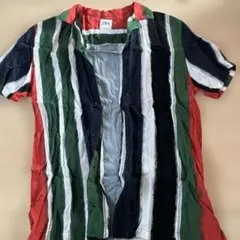 ZARA ストライプ 半袖シャツ リラックスフィット