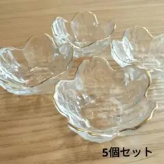 【新品未使用】桜の花　ガラスプレート　ガラスの器　透明色　 5個セット
