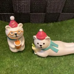 デコレ コンコンブル シロクマ 冬 置物 2点セット