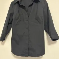 ブラック ジャケット風五分袖シャツ