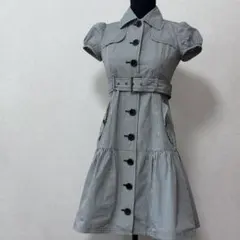 バーバリー ブルーレーベル コート風 ワンピース チェック柄 36 S ベルト付